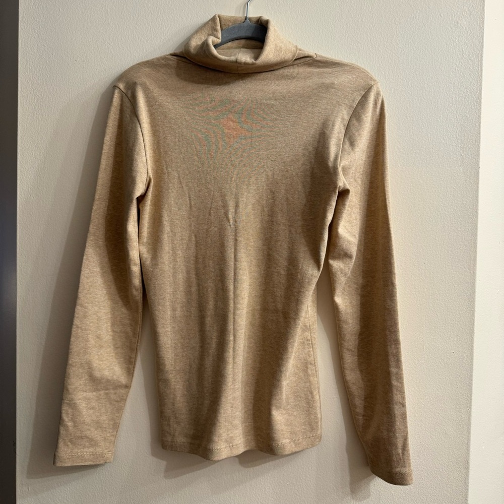 J.Crew Women’s Perfect Fit Knit Goods Cotton Yarn Tan Turtleneck Size Small